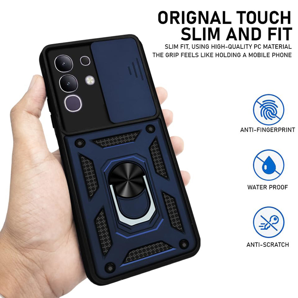 Vivo T4X 5G Hybrid Dual Armor Case with Camera Slide Cover – Shockproof Polycarbonate Protection