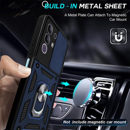 Vivo T4X 5G Hybrid Dual Armor Case with Camera Slide Cover – Shockproof Polycarbonate Protection