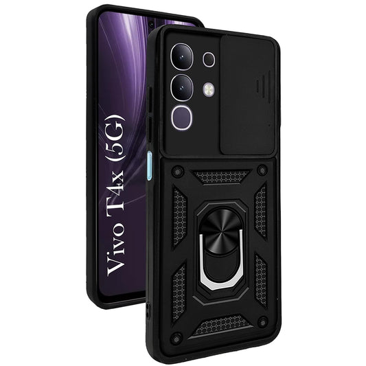 Vivo T4X 5G Hybrid Dual Armor Case with Camera Slide Cover – Shockproof Polycarbonate Protection