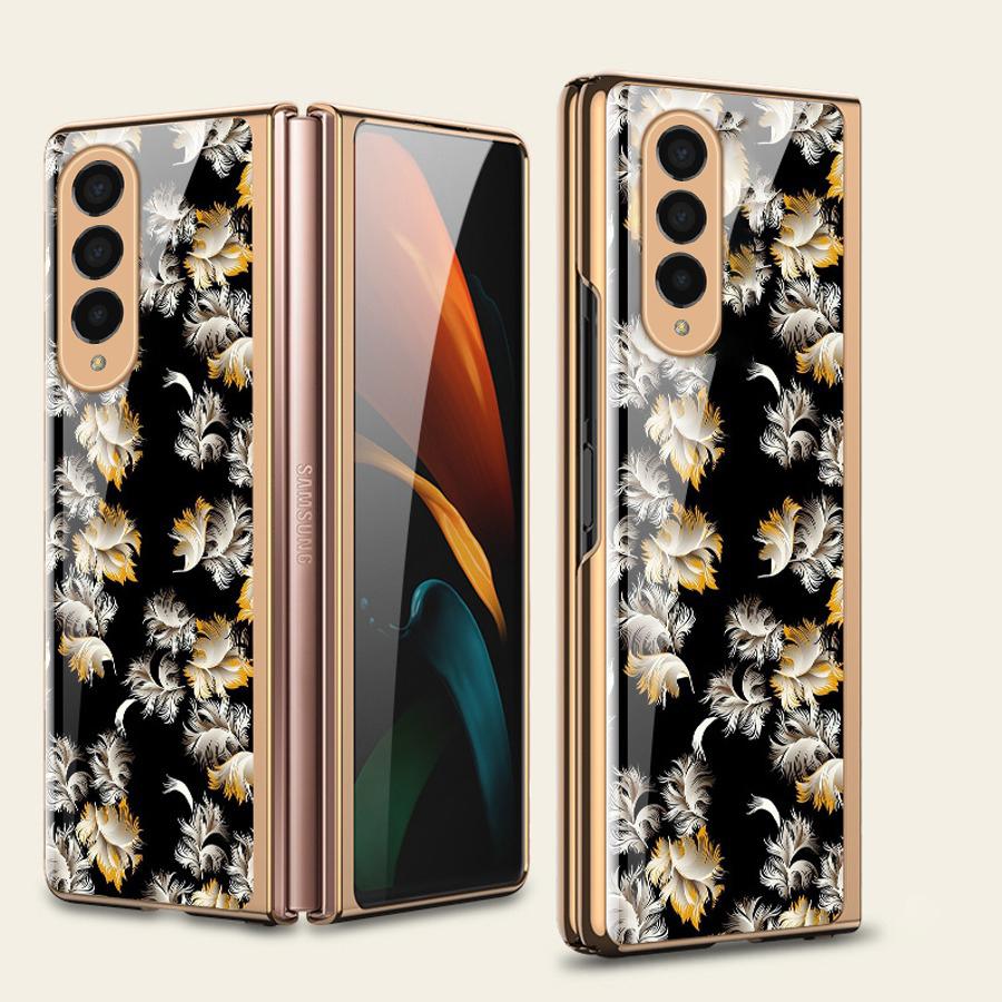 Galaxy Z Fold3 Feather Printed Glass Case