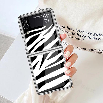 Galaxy Z Flip4 Zebra Pattern Ultra High Protection Glass Case