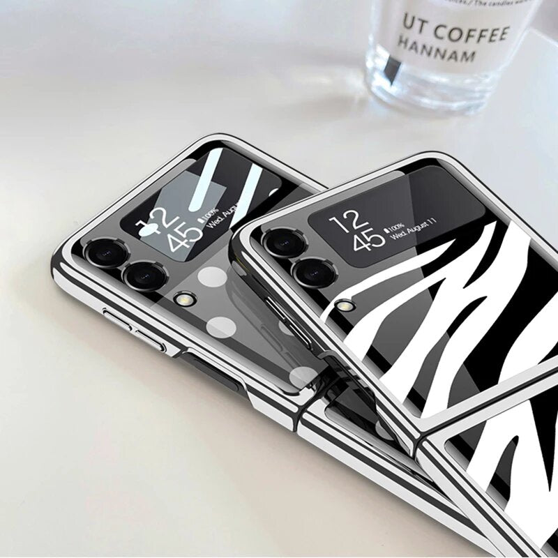 Galaxy Z Flip4 Zebra Pattern Ultra High Protection Glass Case