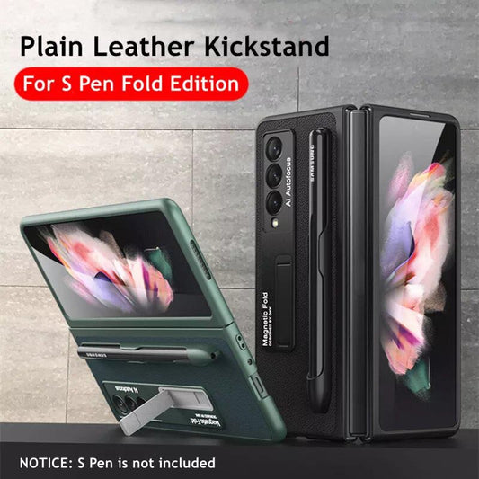 Galaxy Z Fold3 Luxury Kickstand Magnetic Hinge Pen Holder Slot Case