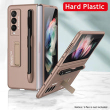 Load image into Gallery viewer, Galaxy Z Fold3 Luxury Kickstand Magnetic Hinge Pen Holder Slot Case
