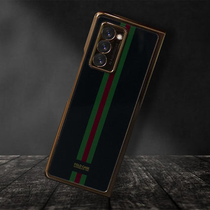 Galaxy Z Fold2 Premium Striped Glass Case- Black
