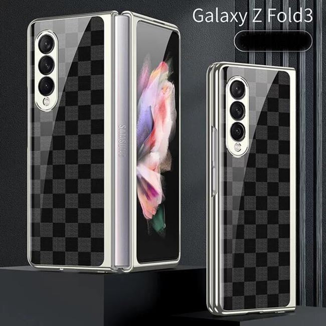 Galaxy Z Fold3 Luxury Check Pattern Glass Case