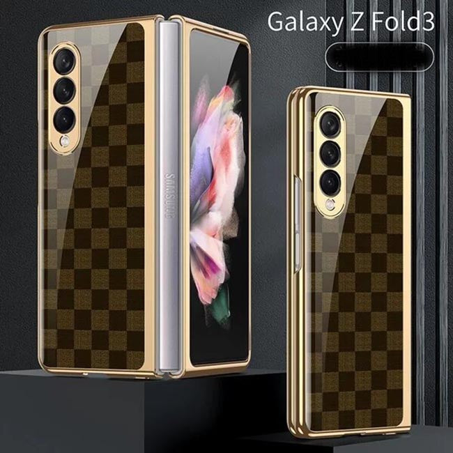 Galaxy Z Fold3 Luxury Check Pattern Glass Case