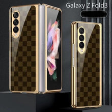 Load image into Gallery viewer, Galaxy Z Fold3 Luxury Check Pattern Glass Case
