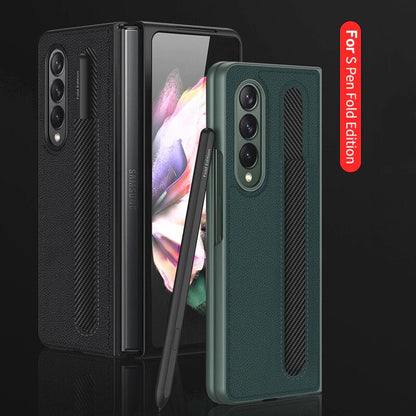 Galaxy Z Fold 3 Premium Leather With S Pen Holder Slot Case