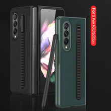 Load image into Gallery viewer, Galaxy Z Fold 3 Premium Leather With S Pen Holder Slot Case
