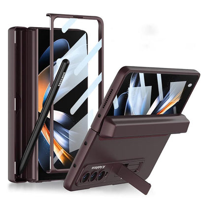 Galaxy Z Fold4 Luxury Kickstand Magnetic Hinge Pen Holder Slot Case