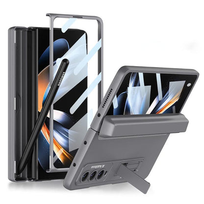 Galaxy Z Fold4 Luxury Kickstand Magnetic Hinge Pen Holder Slot Case