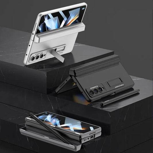 Galaxy Z Fold4 Luxury Kickstand Magnetic Hinge Pen Holder Slot Case