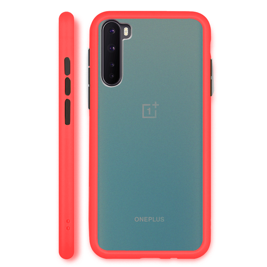 OnePlus Nord Semi-Transparent Bumper Frosted Hard Case - Red