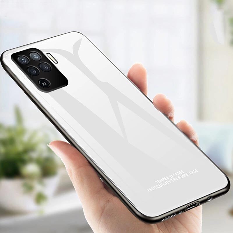 Oppo F19 Pro Glass Hard Ultra High Protection Case- White