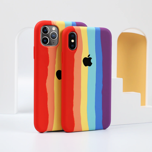 iPhone 12 Pro Max Rainbow Liquid Ogee Silicone Back Case