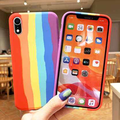 iPhone 12 Pro Max Rainbow Liquid Ogee Silicone Back Case