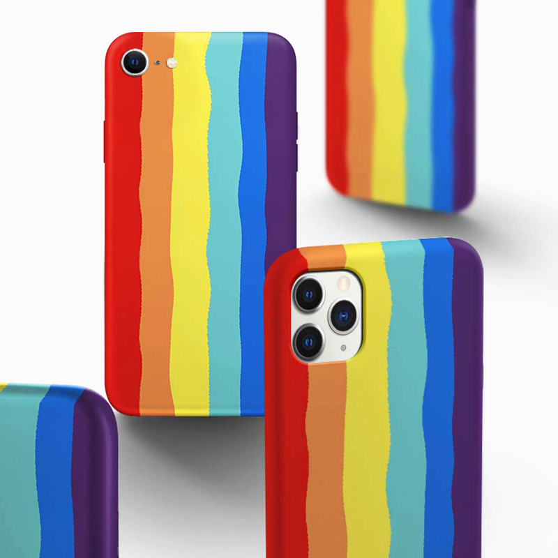 iPhone 12 Pro Max Rainbow Liquid Ogee Silicone Back Case