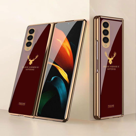 Galaxy Z Fold3 Luxurious Deer Pattern Inspirational Glass Case