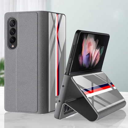 Galaxy Z Fold3 Premium Colored Striped Glass Flip Case