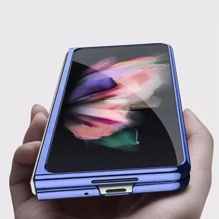 Galaxy Z Fold3 Transparent Ultra Camera Protection Clear Case- Blue