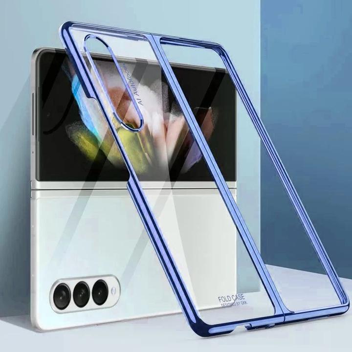 Galaxy Z Fold3 Transparent Ultra Camera Protection Clear Case- Blue