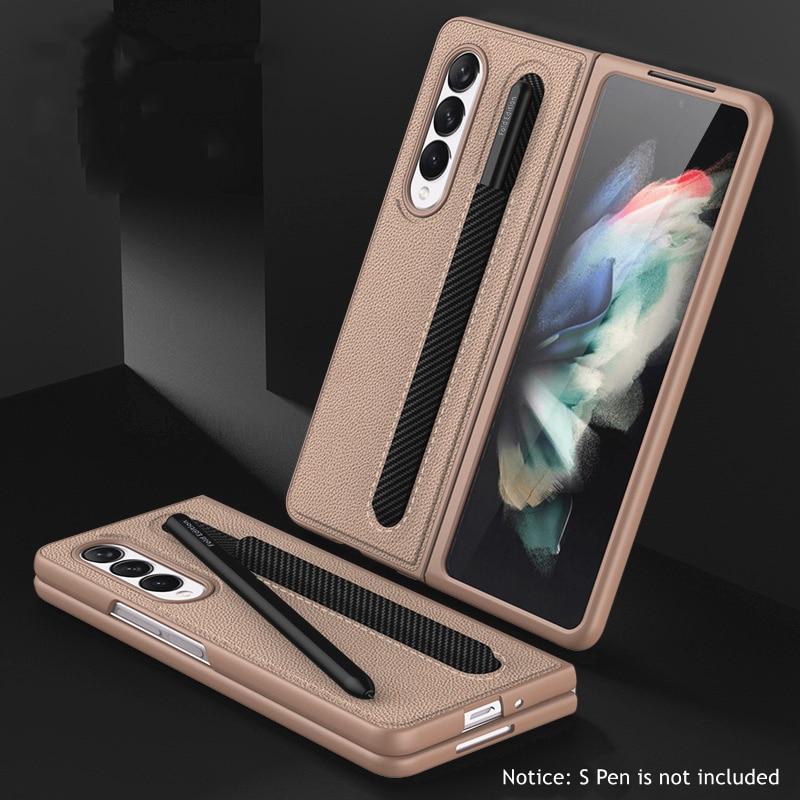 Galaxy Z Fold 3 Premium Leather With S Pen Holder Slot Case