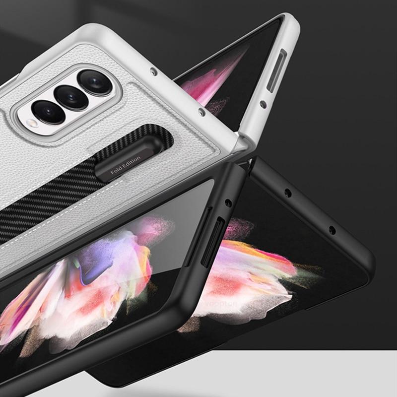 Galaxy Z Fold 3 Premium Leather With S Pen Holder Slot Case