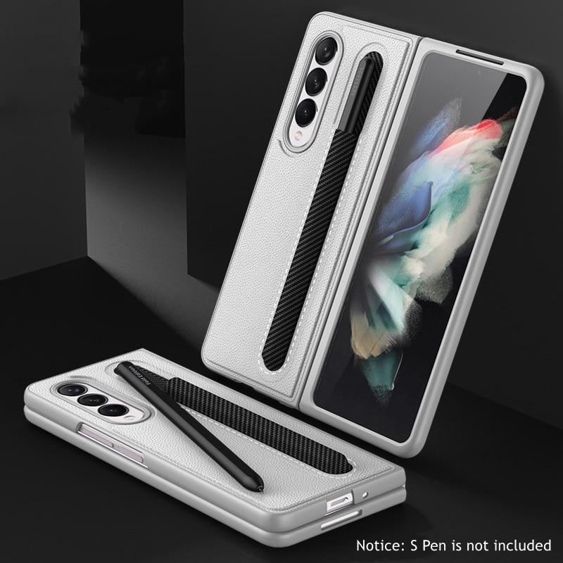 Galaxy Z Fold 3 Premium Leather With S Pen Holder Slot Case