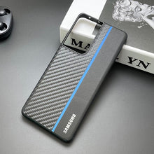 Load image into Gallery viewer, Galaxy S21 Ultra Classic Carbon Fiber Leather Hybrid Shockproof Case- Blue
