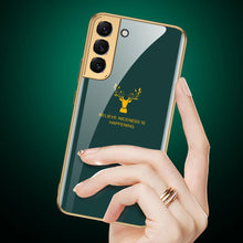 Load image into Gallery viewer, Galaxy S22 Ultra Luxurious Deer Pattern Inspirational Glass Case
