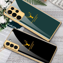 Load image into Gallery viewer, Galaxy S22 Ultra Luxurious Deer Pattern Inspirational Glass Case
