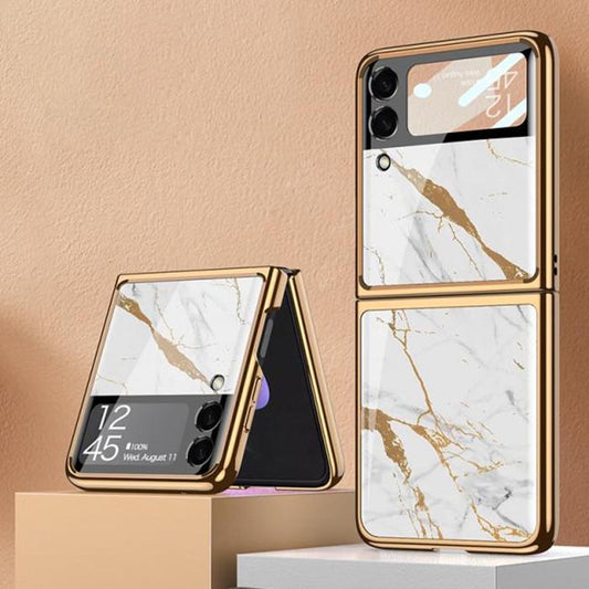 Galaxy Z Flip4 Marble Pattern Glass Case