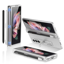 Load image into Gallery viewer, Galaxy Z Fold3 Luxury Kickstand Magnetic Hinge Pen Holder Slot Case
