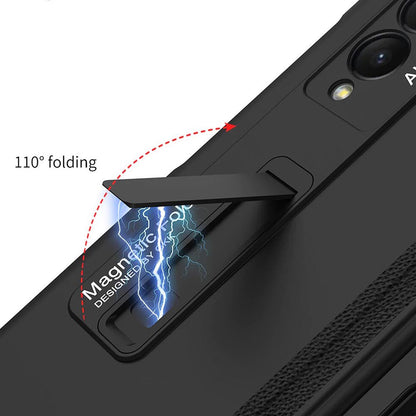 Galaxy Z Fold4 Luxury Kickstand Magnetic Hinge Pen Holder Slot Case