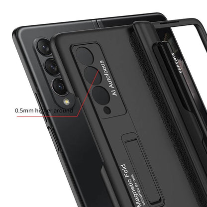 Galaxy Z Fold4 Luxury Kickstand Magnetic Hinge Pen Holder Slot Case