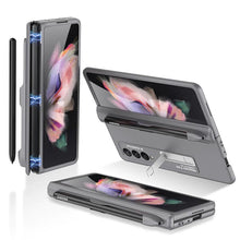 Load image into Gallery viewer, Galaxy Z Fold3 Luxury Kickstand Magnetic Hinge Pen Holder Slot Case
