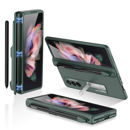 Galaxy Z Fold4 Luxury Kickstand Magnetic Hinge Pen Holder Slot Case