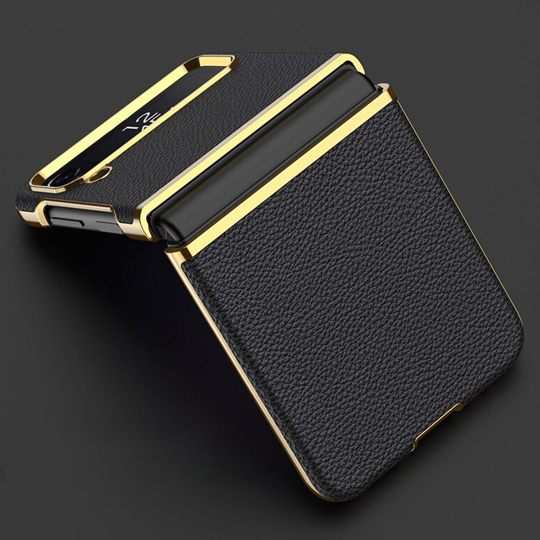 Galaxy Z Flip4 Classic Luxury Plating Leather Skin Back Case