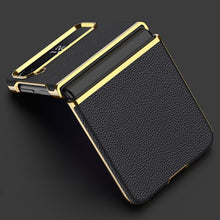 Load image into Gallery viewer, Galaxy Z Flip4 Classic Luxury Plating Leather Skin Back Case
