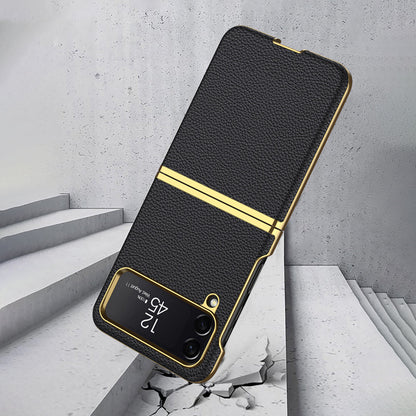 Galaxy Z Flip4 Classic Luxury Plating Leather Skin Back Case