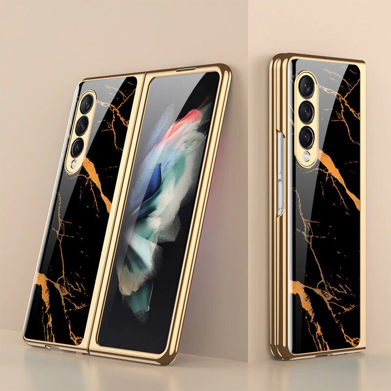 Galaxy Z Fold4 Marble Pattern Glass Case