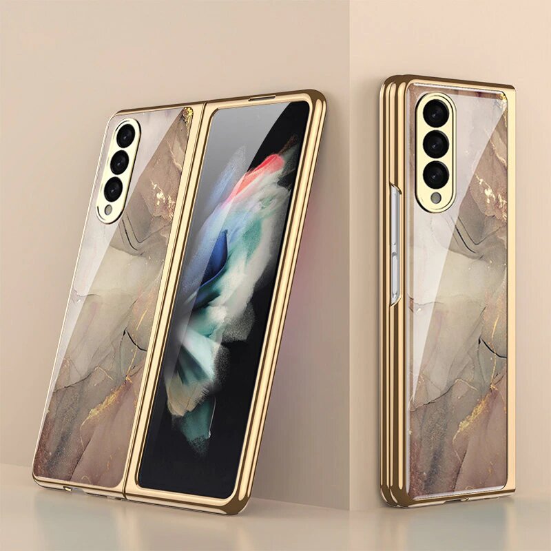 Galaxy Z Fold4 Marble Pattern Glass Case