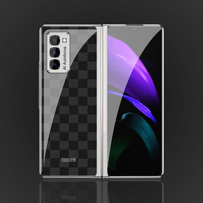 Galaxy Z Fold2 Luxury Check Pattern Glass Case