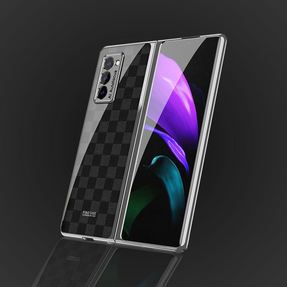 Galaxy Z Fold2 Luxury Check Pattern Glass Case