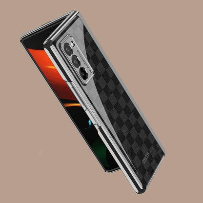 Galaxy Z Fold2 Luxury Check Pattern Glass Case