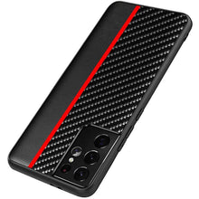Load image into Gallery viewer, Galaxy S21 Plus Classic Carbon Fiber Leather Hybrid Shockproof Case- Red
