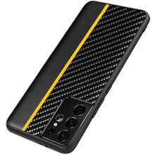 Load image into Gallery viewer, Galaxy S21 Plus Classic Carbon Fiber Leather Hybrid Shockproof Case- Yellow
