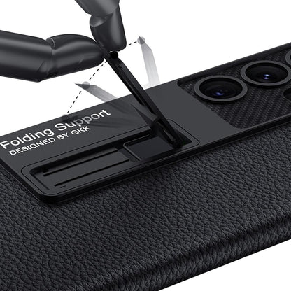 Galaxy S23 Ultra Luxury Kickstand Leather Back Case