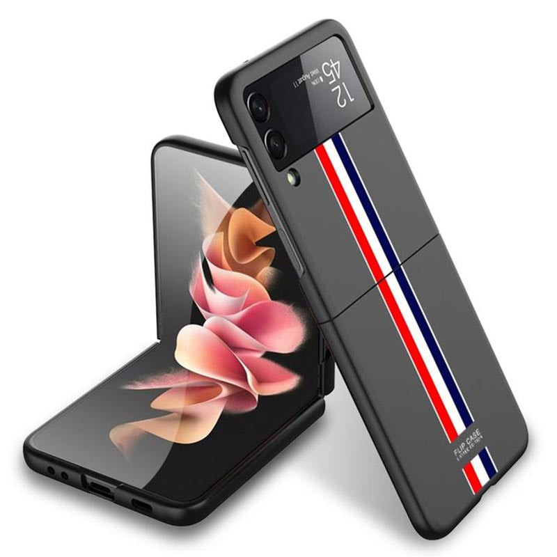 Galaxy Z Flip3 Ultra-Thin Hybrid Striped Matte Shell Case- Black